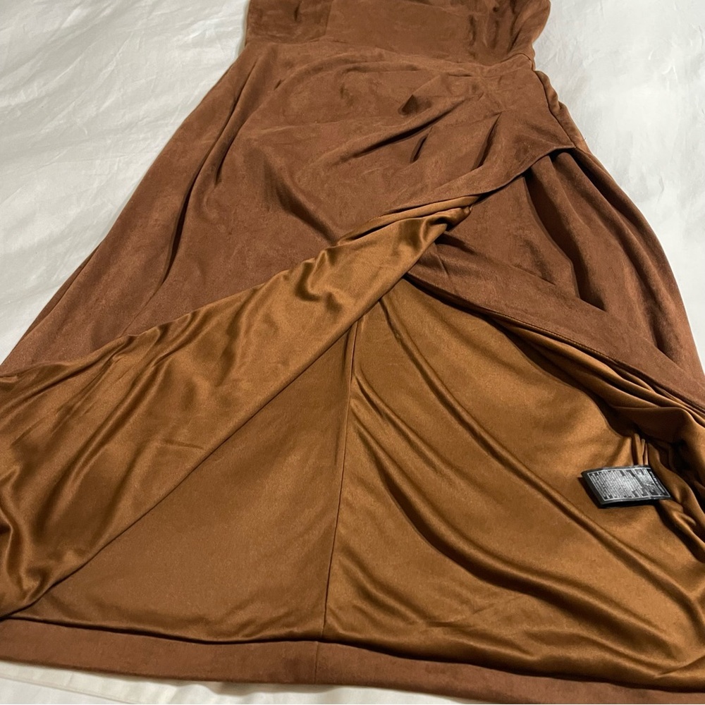 Steve Madden Milo‎ Micro Suede Brown Midi Dress - Picture 13 of 16